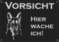 Preview: Aluminium Warnschild Deutscher Schäferhund VORSICHT Hier wache ich!